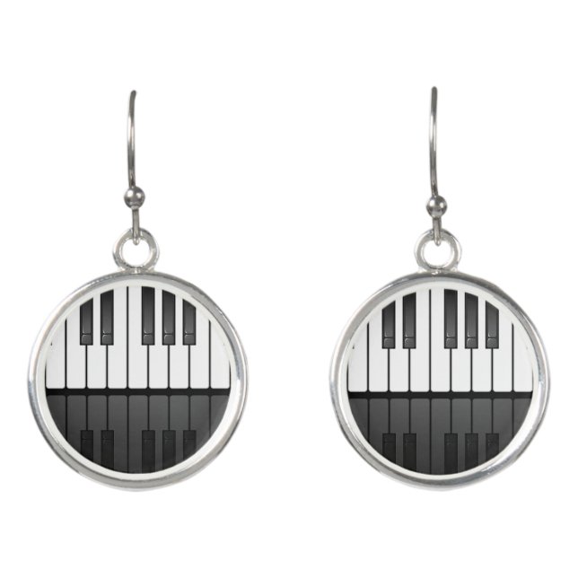 Piano Keyboard Design Drop Earrings (Front)