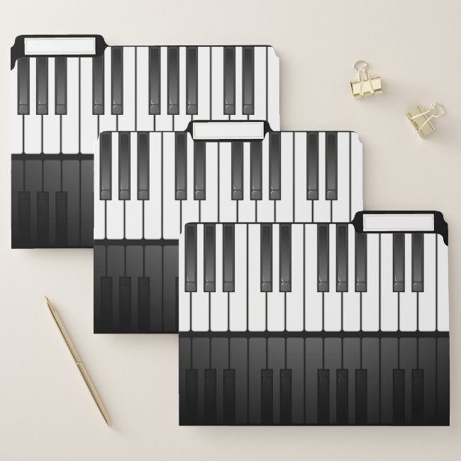 Piano Keyboard Design File Folders Set