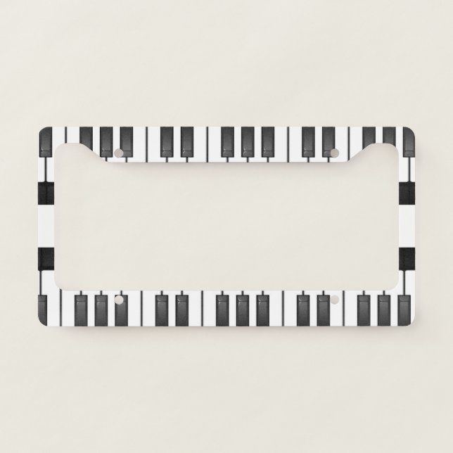 Piano Keyboard Design License Plate Frame (Front)