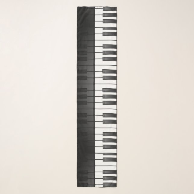 Piano Keyboard Design Long Chiffon Scarf (Front)