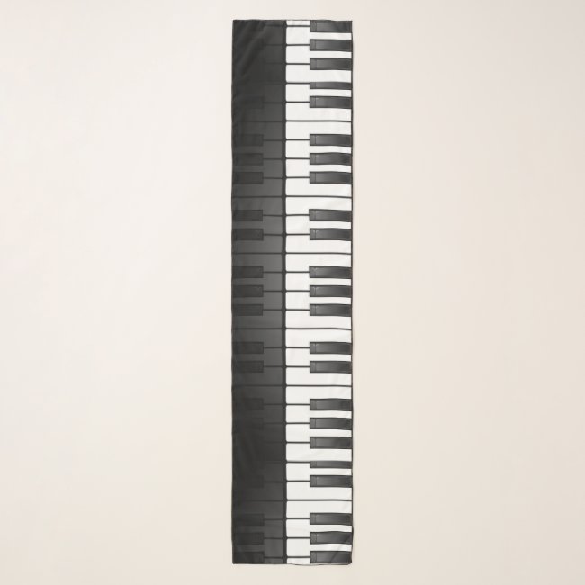 Piano Keyboard Design Long Chiffon Scarf