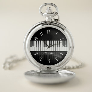 Piano Keyboard Design Pocket Watch