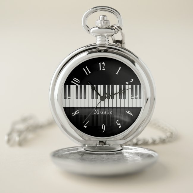 Piano Keyboard Design Pocket Watch