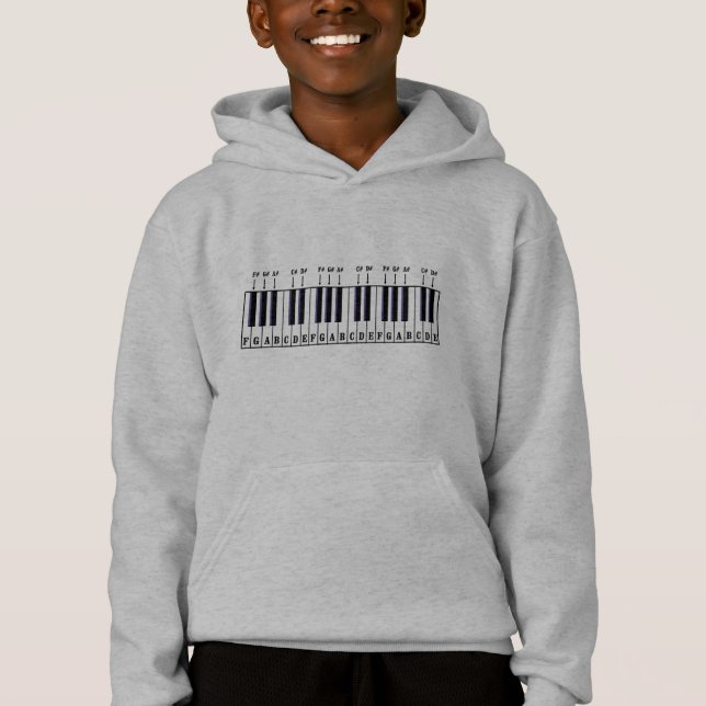 Piano Keyboard Diagram Hoodie (Front)
