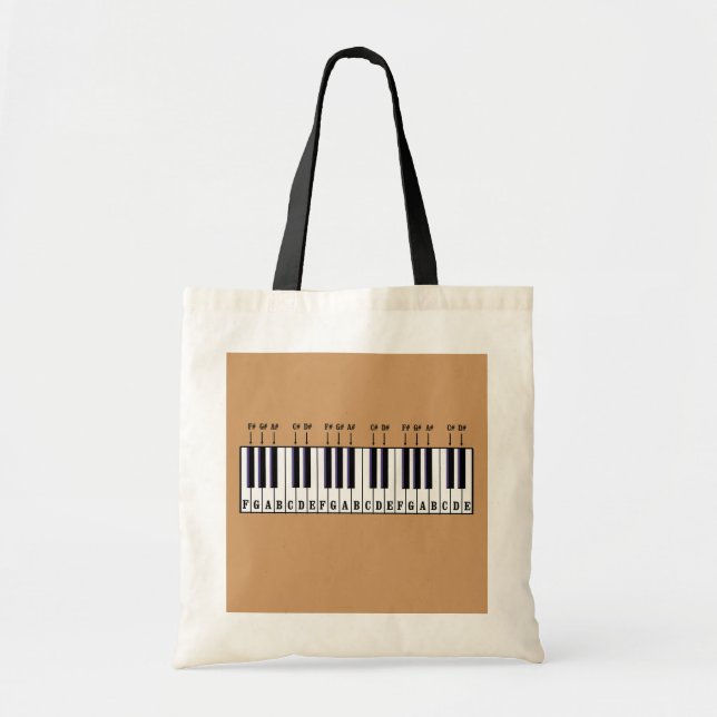 Piano Keyboard Diagram Tote Bag (Front)