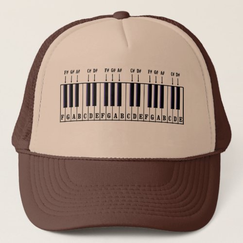 Piano Keyboard Diagram Teacher Student Visual Aid Trucker Hat