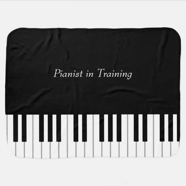 Piano Keyboard Elegant Personalized Future Pianist Baby Blanket (Horizontal)