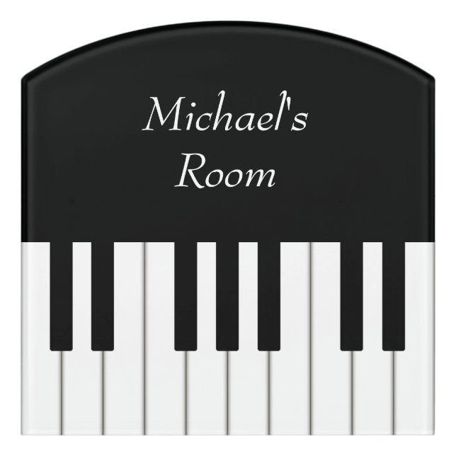 Piano Keyboard Elegant Personalized Large Arch Door Sign (Contour Front)