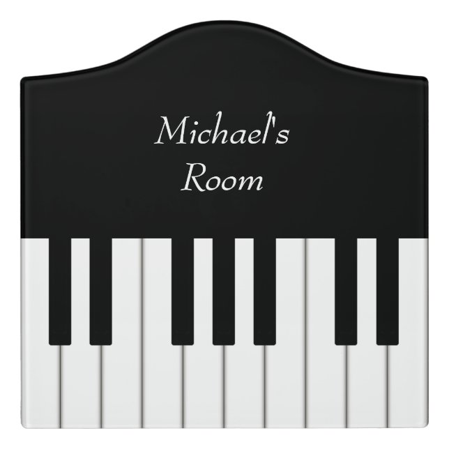 Piano Keyboard Elegant Personalized Large Crested Door Sign (Large Crest Front)