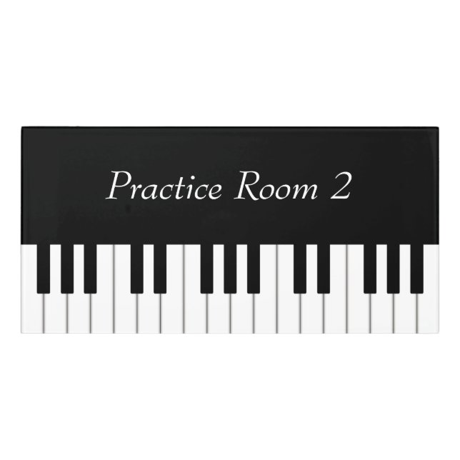 Piano Keyboard Elegant Personalized Long Rectangle Door Sign (Classic Front)