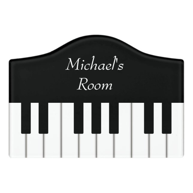 Piano Keyboard Elegant Personalized Small Crested Door Sign (Small Crest Front)