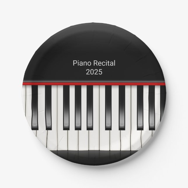 piano keyboard for recital reception paper plates (Front)