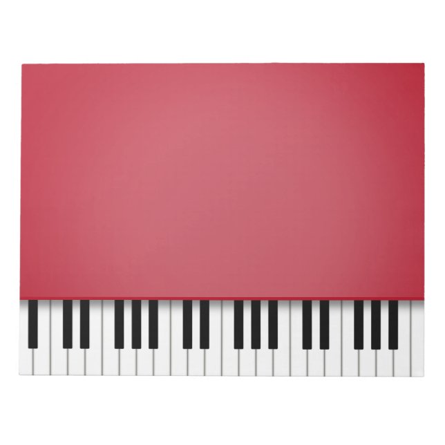 Piano Keyboard Fun Red 8.5x11 Music Notepad (Front)
