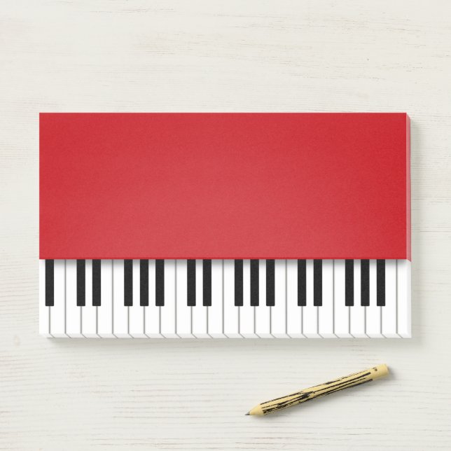 Piano Keyboard Fun Red Music Post-it Notes (On Desk)