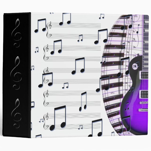Piano Keyboard Guitar & Notes 3 Ring Binder (Front/Spine)