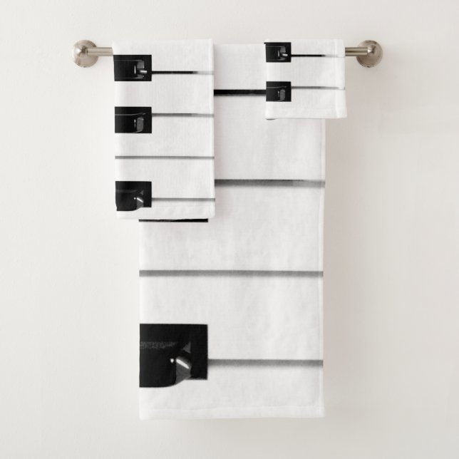 Piano Keyboard Keys Bath Towel Set (Insitu)