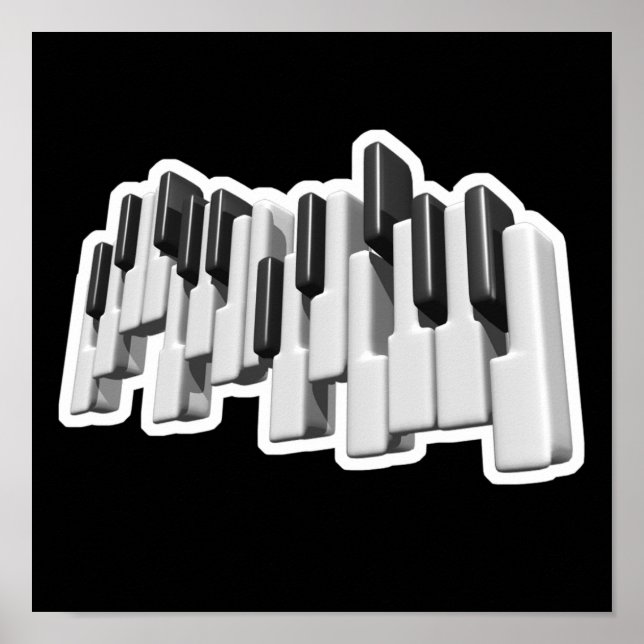 piano keyboard keys design poster (Front)