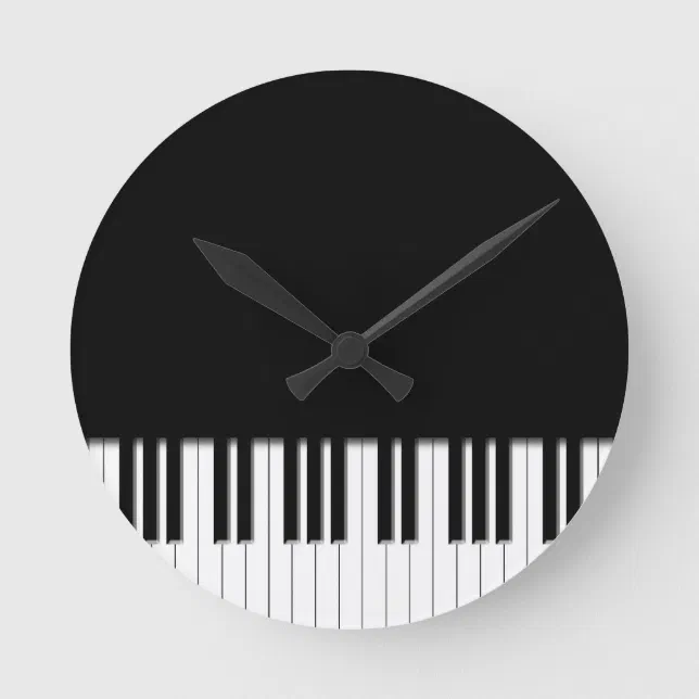 Piano Keyboard Keys Round Clock | Zazzle