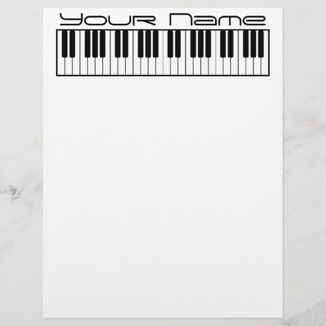 Piano Keyboard Letterhead Stationary (Front)