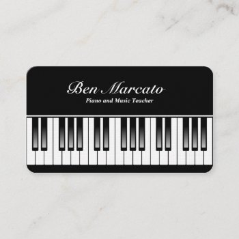 Piano Keyboard (linen  Rounded Corner) Business Card by artberry at Zazzle