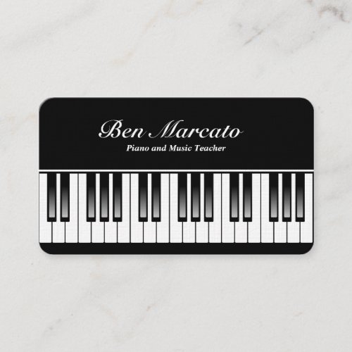 Piano Keyboard Linen Rounded Corner Business Card