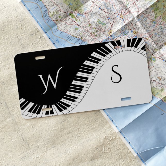 Piano Keyboard Monogram License Plate (In Situ)