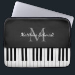 Piano Keyboard Monogrammed Personalized Black Laptop Sleeve<br><div class="desc">This laptop sleeve looks like a piano keyboard with your monogram and name (or the name of your business).</div>