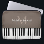 Piano Keyboard Monogrammed Personalized Mocha Laptop Sleeve<br><div class="desc">This laptop sleeve looks like a piano keyboard with your monogram and name (or the name of your business).</div>