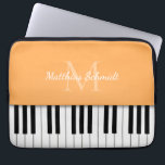 Piano Keyboard Monogrammed Personalized Orange Laptop Sleeve<br><div class="desc">This laptop sleeve looks like a piano keyboard with your monogram and name (or the name of your business).</div>