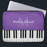 Piano Keyboard Monogrammed Personalized Purple Laptop Sleeve<br><div class="desc">This laptop sleeve looks like a piano keyboard with your monogram and name (or the name of your business).</div>