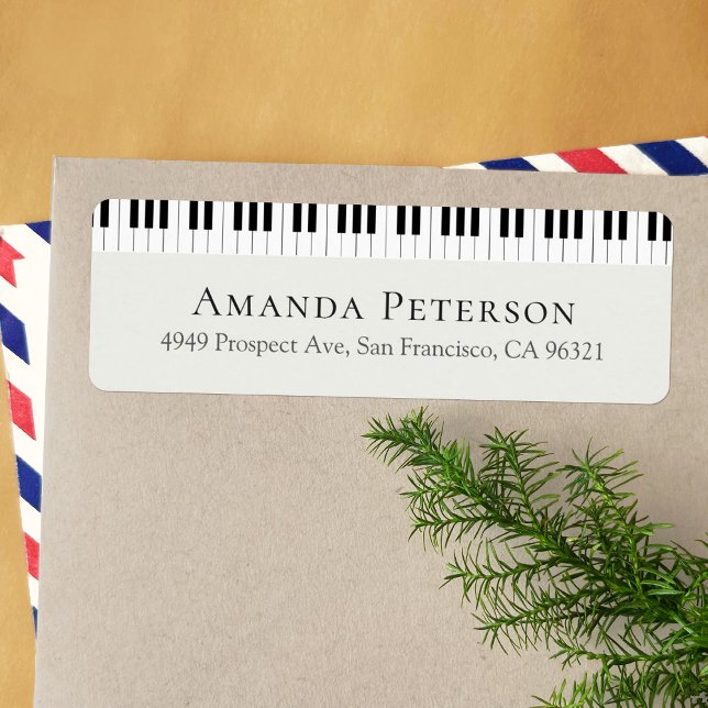 Piano Keyboard Motif Pianist Return Address Label (Creator Uploaded)