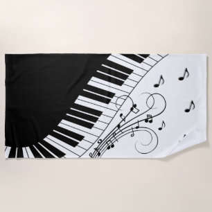 Piano Keyboard Music Design Beach Towel