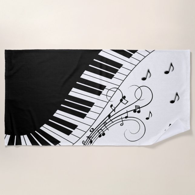 Piano Keyboard Music Design Beach Towel (Front)