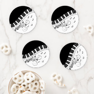 Piano Keyboard Music Design Coaster Set