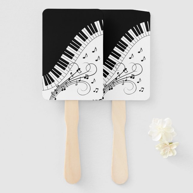 Piano Keyboard Music Design   Hand Fan (Front and Back)