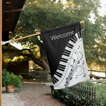 Piano Keyboard Music Design House Flag by LwoodMusic at Zazzle
