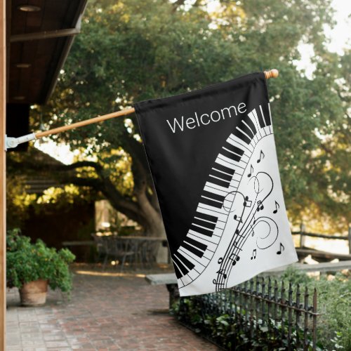 Piano Keyboard Music Design House Flag