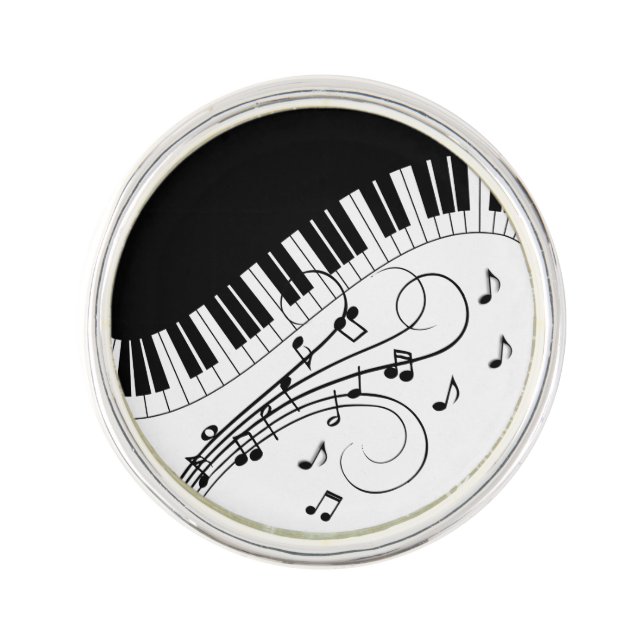 Piano Keyboard Music Design   Lapel Pin (Front)