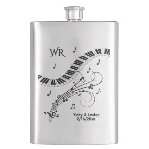 Piano Keyboard Music Design Monogram Flask
