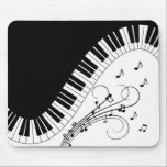 Piano Keyboard Music Design   Mouse Pad<br><div class="desc">Classic black and white keyboard with a curved flair. Added music notes add a festive look.</div>