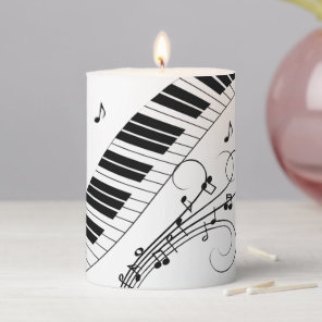 Piano Keyboard Music Design Pillar Candle