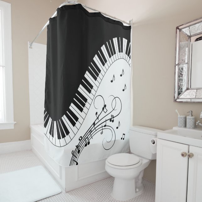 Piano Keyboard Music Design Shower Curtain (In Situ)