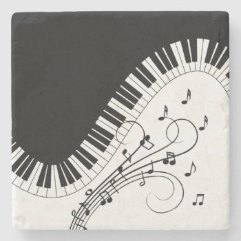 Piano Keyboard Music Design Stone Coaster by LwoodMusic at Zazzle