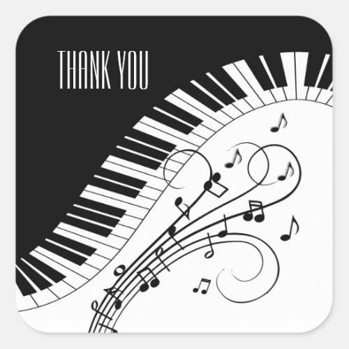 Piano Keyboard Music Design Thank You Square Sticker