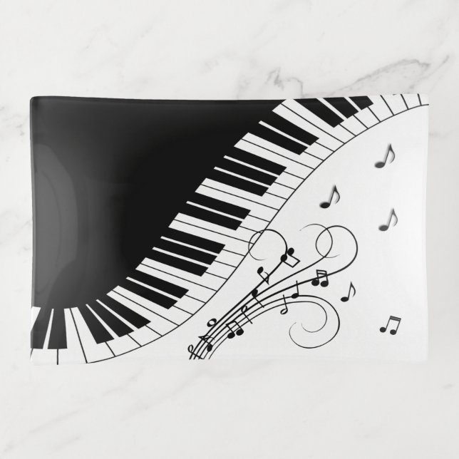 Piano Keyboard Music Design Trinket Tray (Front)