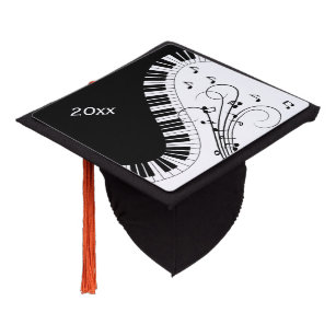 Piano Keyboard Music Design w Year Graduation Cap Topper