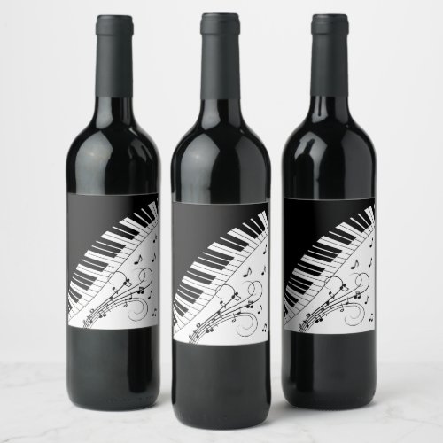 Piano Keyboard Music Design Wine Label