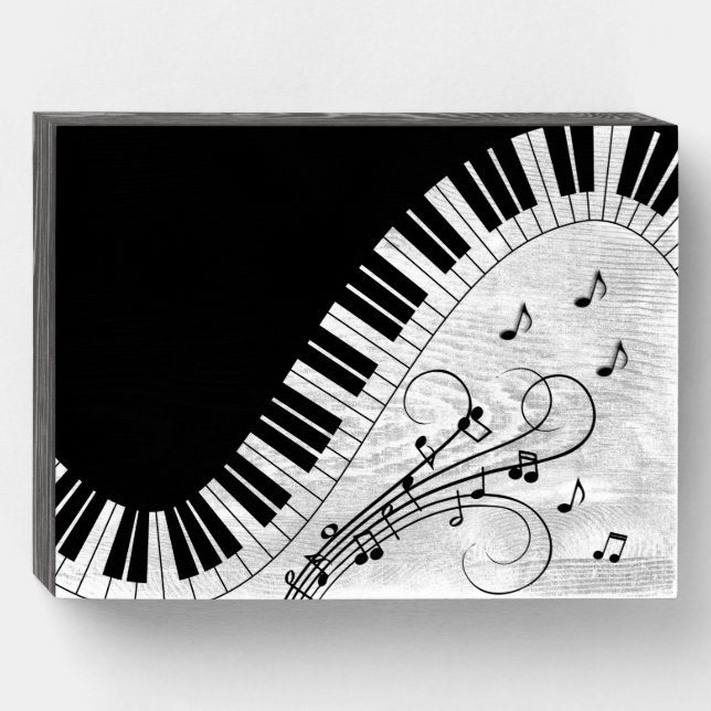 Piano Keyboard Music Design   Wooden Box Sign (Front Horizontal)