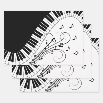 Piano Keyboard Music Design   Wrapping Paper Sheets by LwoodMusic at Zazzle