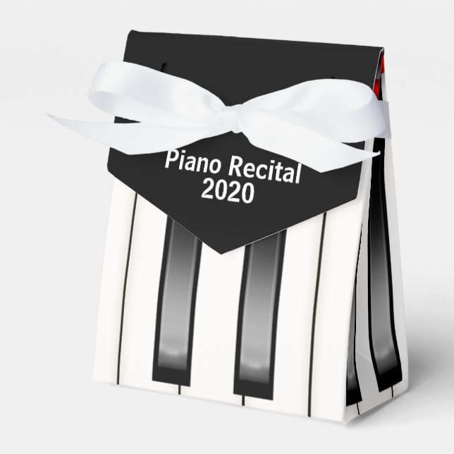 Piano keyboard music for piano recital favor boxes (Front Side)